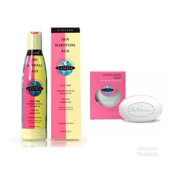 Clear-Essence-Skin-Beautifying-Milk-Maxi-Tone-and-soap---227g